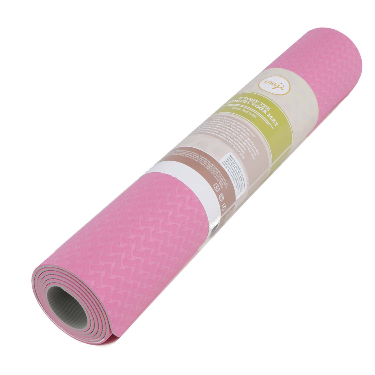 2 Tone TPE Yoga Mat - Fabric Pink/Gray | GNC